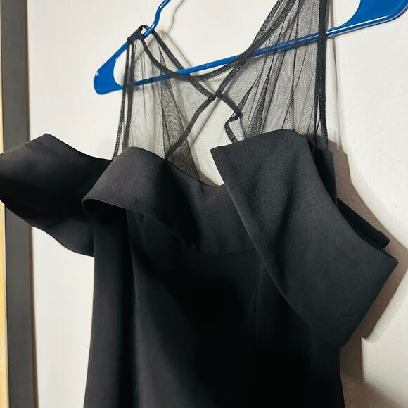 JS Collection Scuba Black Cold-Shoulder Mesh Cocktail Dress Size 4 - Picture 11 of 12